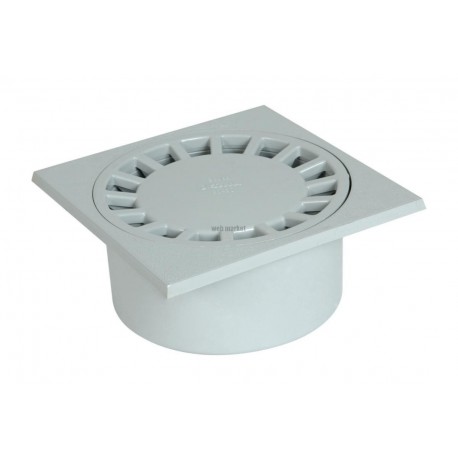 Siphon de cour SC089G PVC gris clair - 20x20 cm - Ø mâle 80 mm Ø femelle 90 mm