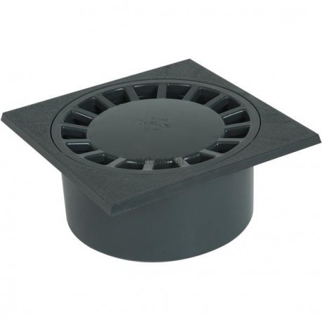 Siphon de cour 20x20 à emboîture incorporée sortie verticale diamètre 80/90mm gris foncé SC089