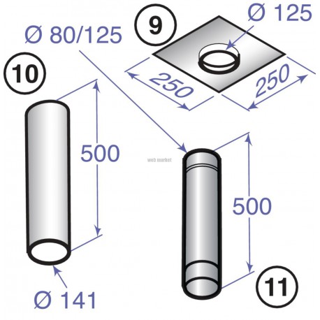 Kit de raccordement chaudière sous conduit diamètre 80 125 mm DY850 réf 100003272