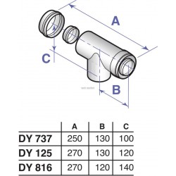 Té de visite Alu/PPS diamètre 80 / 125 mm DY125 réf. 84887525