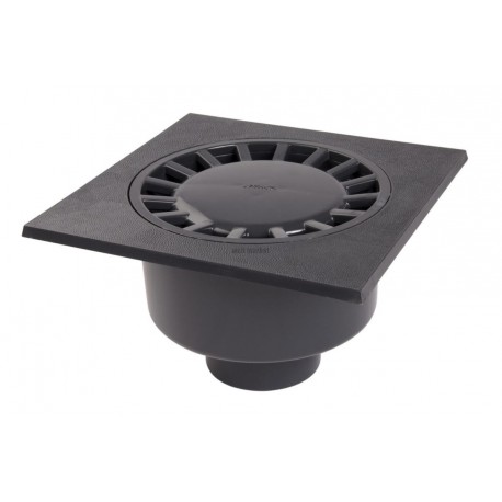 Siphon de cour à sortie verticale SC1110 - PVC gris foncé - 30x30 cm - Ø mâle 110 mm / Ø femelle 100 mm