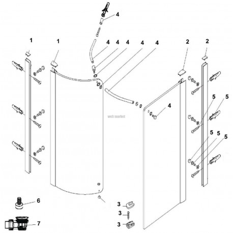 Attache paroi fixe sur receveur