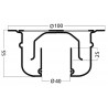 Siphon sol inox 100X100X55 sortie verticale D40mm réf 21.412