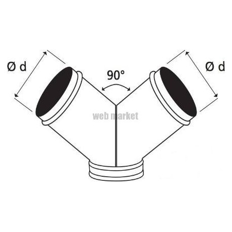 Culotte à 90° - CU - Diamètre 200 mm vers 2 x 160 mm - Acier galvanisé