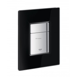 Plaque de commande WC SKATE Cosmopolitan, double touche ou interrompable, pour mécanisme pneumatique AV1, montage horizontal ou vertical, 156 x 197 mm, en ABS et verre Sécurit, extra-plat 6 mm, velvet black Réf. 38845KS0