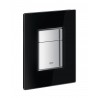 Plaque de commande WC SKATE Cosmopolitan, double touche ou interrompable, pour mécanisme pneumatique AV1, montage horizontal ou vertical, 156 x 197 mm, en ABS et verre Sécurit, extra-plat 6 mm, velvet black Réf. 38845KS0
