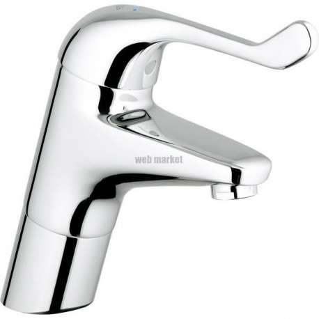 Mitigeur de lavabo EUROECO Séquentiel monocommande 15 x 21, monotrou, levier métallique longueur 120 mm, corps lisse, sans tirette de vidage, version haute, chromé réf. 32790000