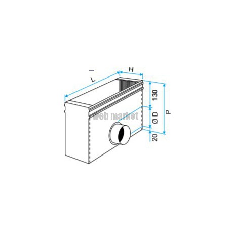 ALDES Plénum en acier pour grille avec piquage sur le côté ME F3 300x300 D250