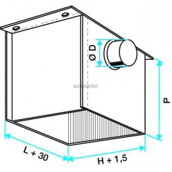 ALDES Plénum RE avec piquage sur le côté D355 pour diffuseur SF/AF704 472x472 mm