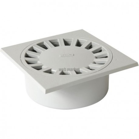 Siphon de cour SC891G PVC gris clair - 25x25 cm - Ø mâle 90 mm Ø femelle 80/100 mm
