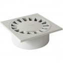 Siphon de cour SC891G PVC gris clair - 25x25 cm - Ø mâle 90 mm Ø femelle 80/100 mm