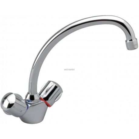 Mélangeur d évier ULYSSE C monotrou avec bec tube orientable, têtes 15 x 21 à clapet guidé, chromé réf. D1689AA