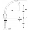 Mélangeur d évier ULYSSE C monotrou avec bec tube orientable, têtes 15 x 21 à clapet guidé, chromé réf. D1689AA
