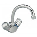 Mélangeur de lavabo ULYSSE monotrou avec bec tube orientable et tirette, têtes 15 x 21 à clapet guidé, chromé réf. D1603AA