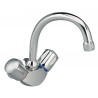 Mélangeur de lavabo ULYSSE monotrou avec bec tube orientable et tirette, têtes 15 x 21 à clapet guidé, chromé réf. D1603AA