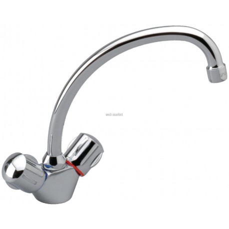 Mélangeur d évier ULYSSE C monotrou avec bec tube orientable, têtes 15 x 21 à disques céramique, chromé réf. D1789AA