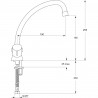 Mélangeur d évier ULYSSE C monotrou avec bec tube orientable, têtes 15 x 21 à disques céramique, chromé réf. D1789AA