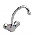 Mélangeur de lavabo ULYSSE monotrou avec bec tube orientable et tirette, têtes 15 x 21 à disques céramique, chromé réf. D1703