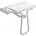 Siège de douche escamotable grande taille tube aluminium + inox assise avec lattes polypropylène blanc réf. 047632