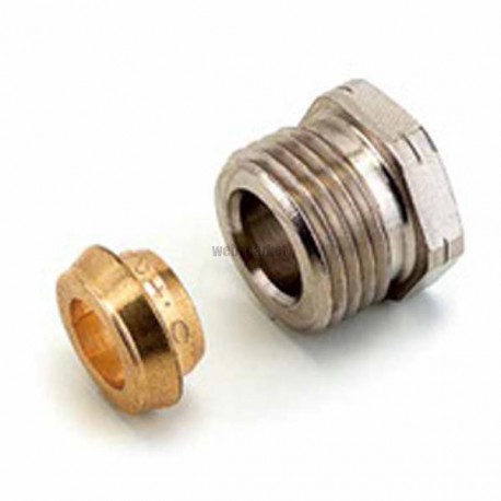 Raccord mécanique 834 à bague métallique, pour tube cuivre ou acier calibré D 12 - 15 x 21 réf. 587124