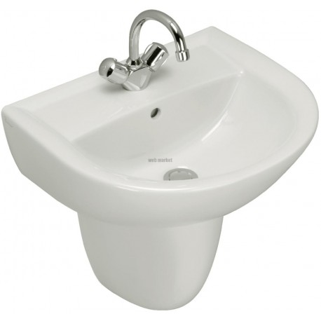 Lavabo ULYSSE 2 50 x 44 cm en grès avec trop-plein, blanc Réf. P125401