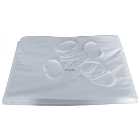 Rideau de douche H 200 L 180 cm 8 anneaux plastique blanc réf. 804182