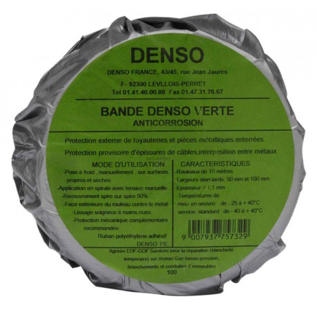 Bande de protection anticorrosion DENSO VERTE 100mmx10m réf 818102
