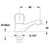 Robinet de lavabo/lave-mains ULYSSE C simple avec bec fixe, eau froide ou chaude, tête 15 x 21 à clapet guidé, chromé réf. D1