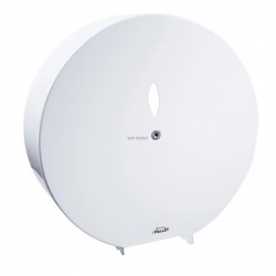 Distributeur de papier WC géant 300 x 110 mm D 300 mm acier époxy blanc fermeture avec clé 6 pans réf. 878500
