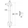 Barre de relèvement longueur de 40cm D25mm laiton chromé 002904