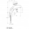 Mélangeur de bain-douche ULYSSE C monotrou avec bec fixe et ensemble douche 1 jet, têtes 15 x 21 à disques céramique, chromé