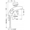 Mélangeur de bain-douche ULYSSE C monotrou avec bec fixe et ensemble douche 1 jet, têtes 15 x 21 à disques céramique, chromé