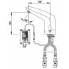 Mitigeur lavabo optoélectronique VOLTA, sur plage, avec transformateur 230V AC/7 VDC IP65, avec flexibles PEX et robinet d ar
