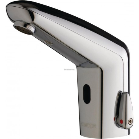 Mitigeur lavabo optoélectronique VOLTA, sur plage, avec pile lithium 6V CRP2 intégrée, avec flexibles PEX et robinets d arrêt