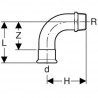 Coude fileté 90 D15-3/8, acier carbone Réf 20502