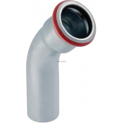 Coude 45° D108mm avec extrémité à emboîter, acier carbone Réf 20711