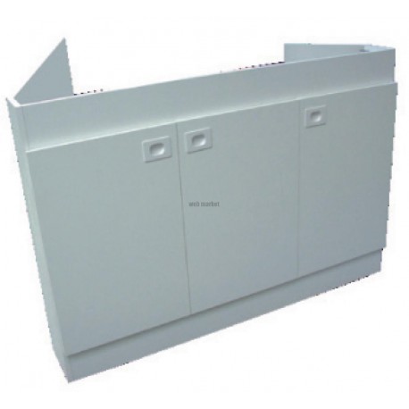 Sous-évier DECLIQ AU SOL. mélaminé blanc. 2 Portes - DECLIQ   NOUVELLE POIGNEE ENCASTREE   réf. S13N22120