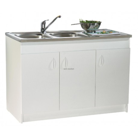Sous-évier SIM NF. mélaminé blanc. 2 Portes réf. S12N02090
