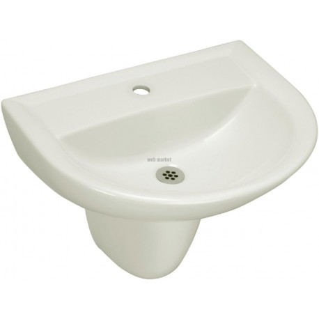 Lavabo autoportant ULYSSE 2 55x46cm en porcelaine sans trop-plein, pré-percé 1 trous, blanc réf. P125801
