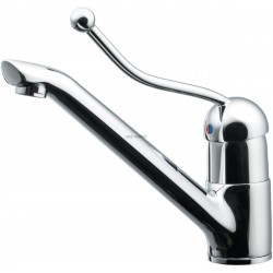Mitigeur de lavabo/cuve OKYRIS 2 CLINIC avec bec fondu mobile avec levier de commande allongé pour coude, sans tirette ni vid