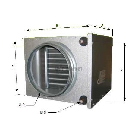 Bct 400 - batterie eau chaude raccordement circulaire d400 - batterie