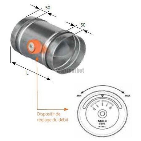 Rr 355 cav - registre manuel d'equilibrage a debit constant diametre 355