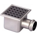 Siphon de sol inox sortie horizontale D40mm 105X105X60 réf 21.413