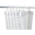 Rideau de douche avec 8 mousquetons plastique, hauteur 2 m, largeur 1,20 m, PVC blanc réf. 1382