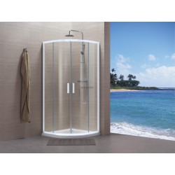 Paroi de douche Concerto quart cercle coulissant L 80 x H 195 cm profilé blanc verre transparent