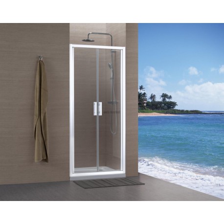 Paroi de douche Concerto accès de face 2 portes battantes 80 cm profilé blanc verre transparent