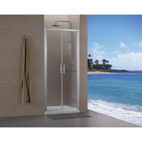 Paroi de douche Alterna Concerto accès de face 2 portes battantes 80 cm profilé argent brillant verre transparent