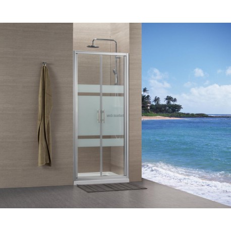 Paroi de douche Concerto accès de face 2 portes battantes 90 cm profilé argent brillant verre sérigraphié