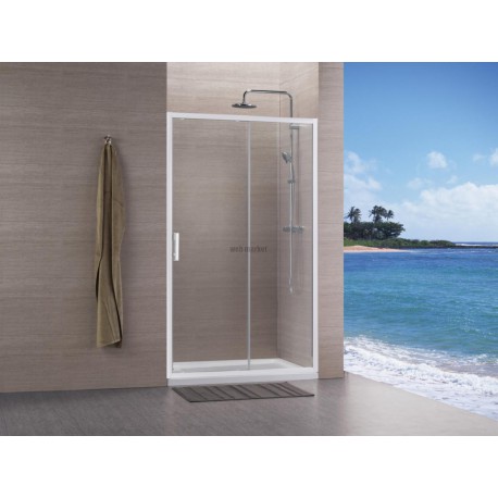 Paroi de douche CONCERTO accès de face coulissant 2 vantaux 100 x 100 cm profilé blanc verre transparent