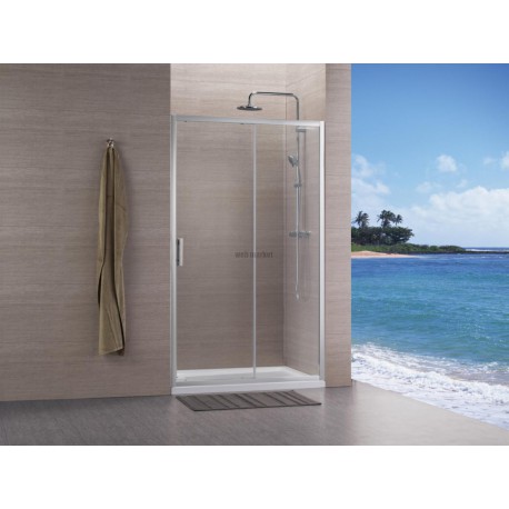 Paroi de douche CONCERTO accès de face coulissant 2 vantaux 100 x 100 cm profilé argent brillant verre transparent